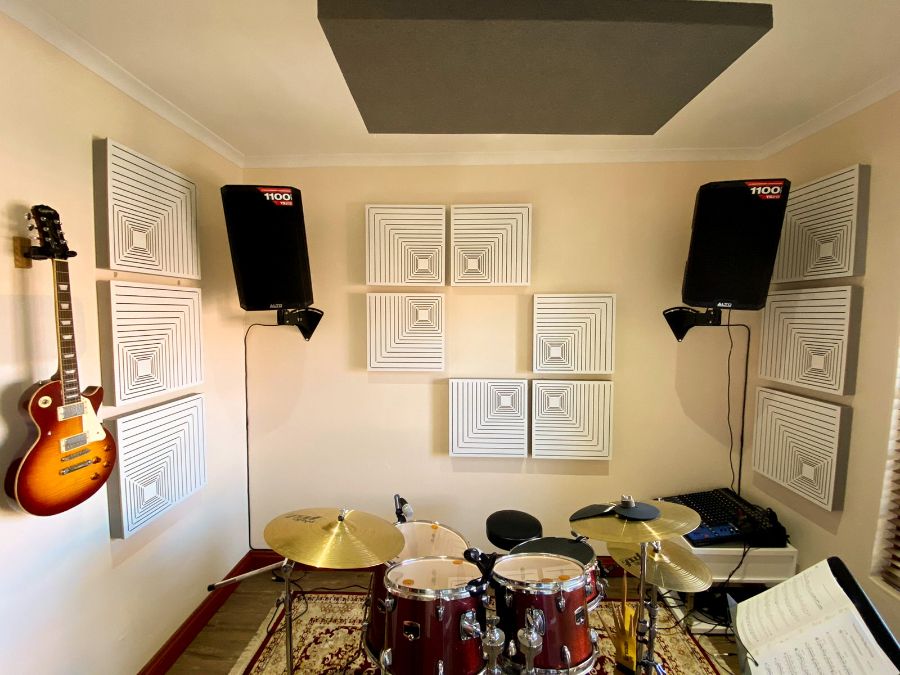 Acoustic treatment for a drum room