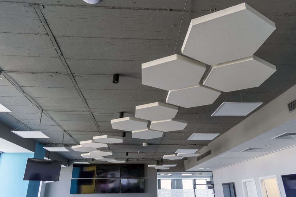 Acoustic baffles in an IT office