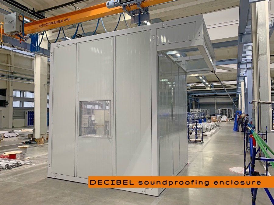 Soundproofing enclosure in Hitachi factory