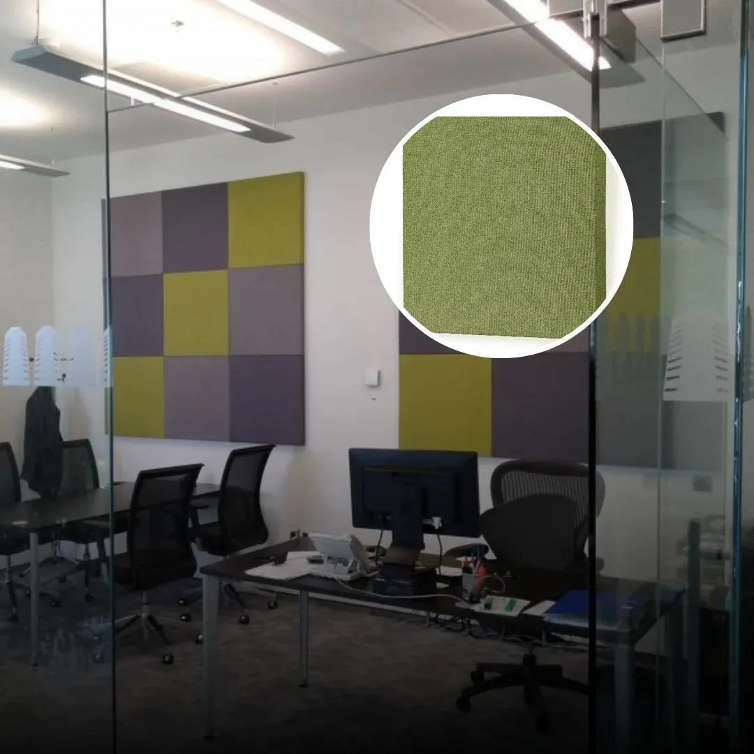 Acoustic panels in a glass-wall office