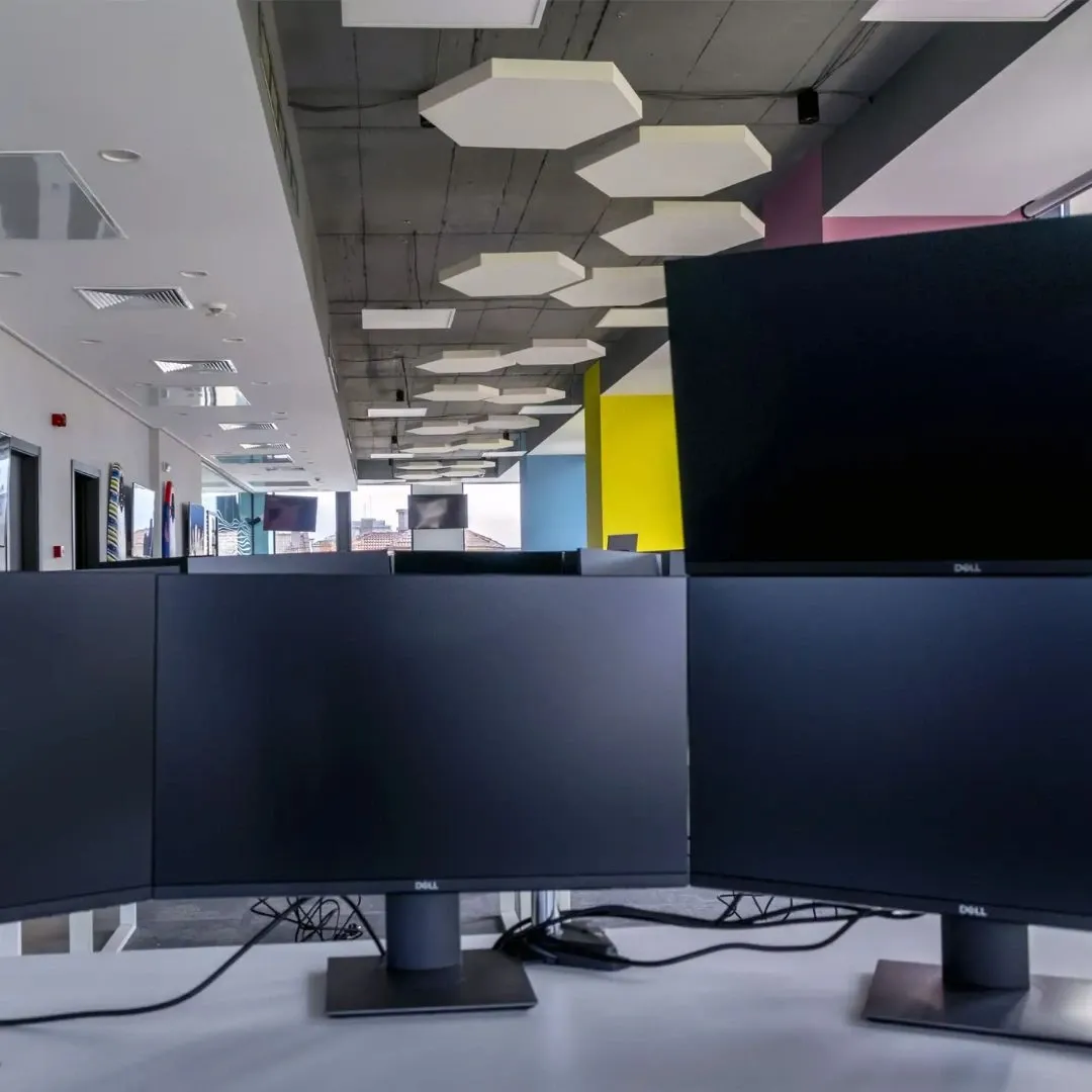 Acoustic panels installed in vibrant office