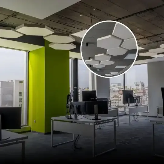 Acoustic panels installed in vibrant office