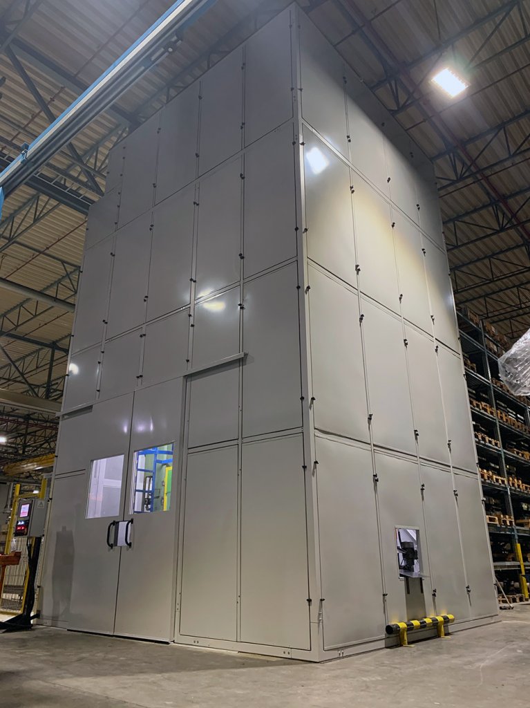 Soundproofing enclosure of punch press for Miba, Slovakia