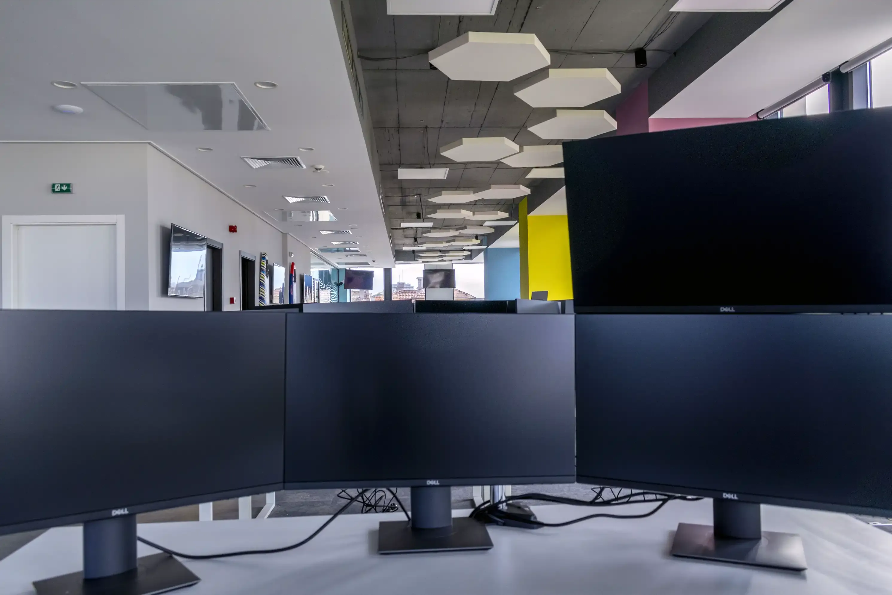 Acoustic panels installed in vibrant office